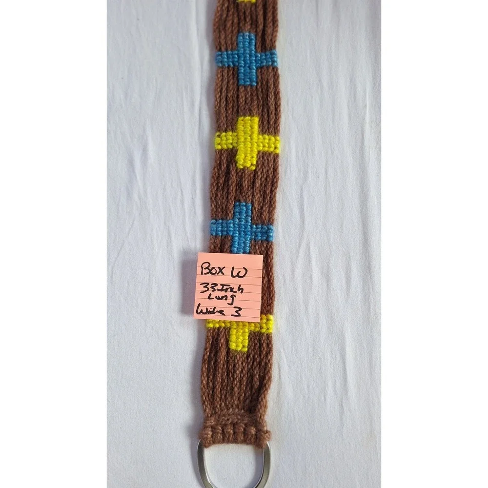 HANDWOVEN MOHAIR WESTERN HORSE CINCH BROWN YELLOW BLUE RANCH TACK
